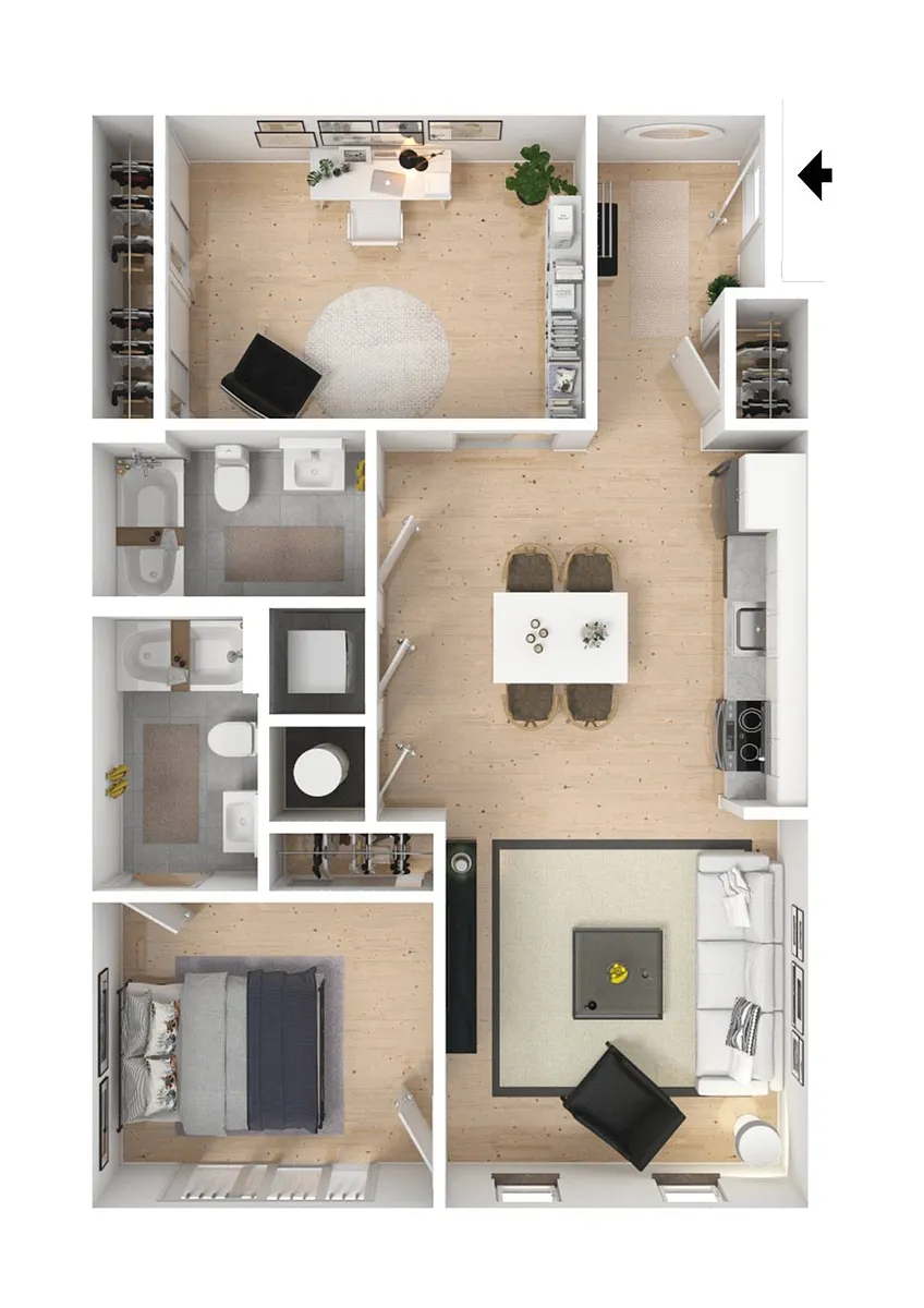 Floor plan 1 Bedroom-B