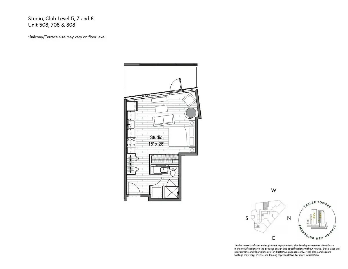 Floor plan Studio 1 Bathroom