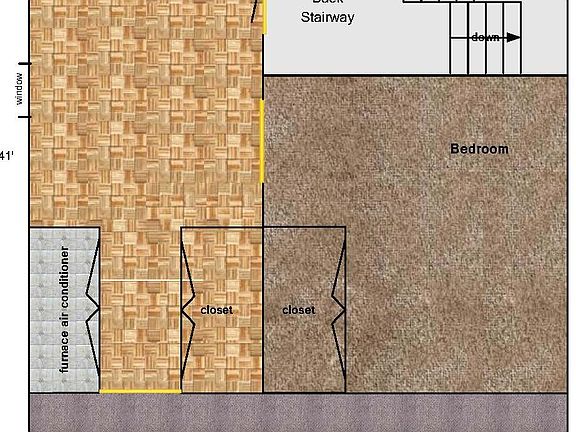 Floor plan of the rear of the apartment