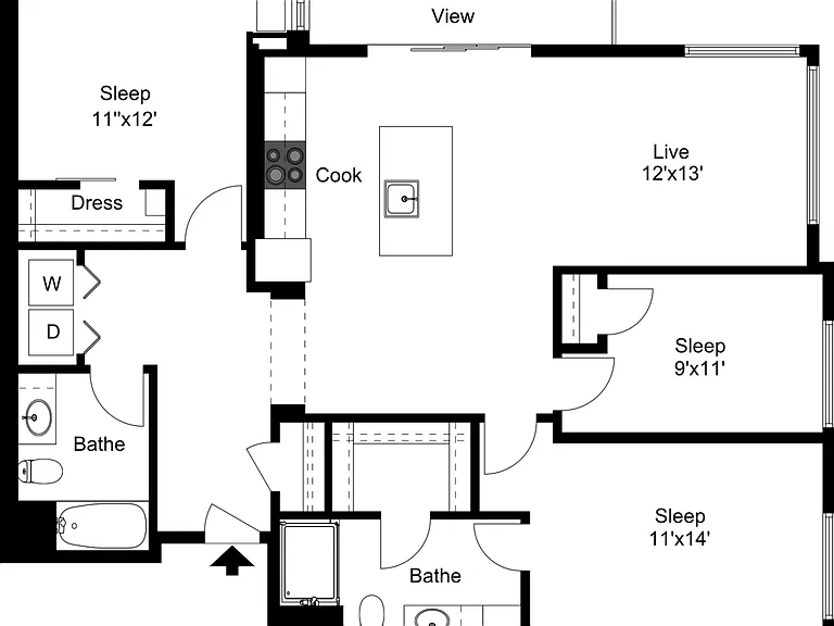 Floor Plan F1 | 50Twenty | Apartments in Madison, WI Floor Plan F1 | 50Twenty | Apartments in Madison, WI