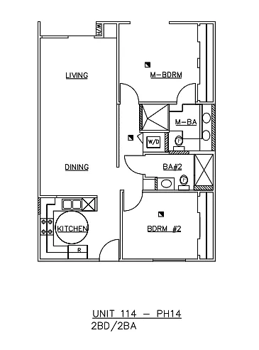 Floor plan Two-Bedroom Two-Bathroom - A