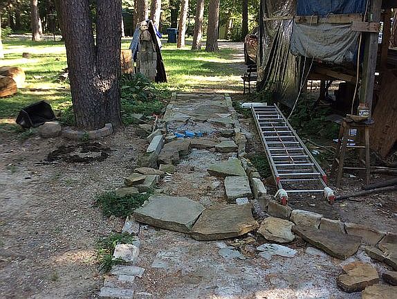 Natural stone entrance path