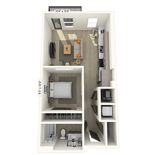 Floor plan S1 0x1 597 SF-FP