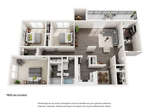 Floor plan 3 Bedroom 2 Bath Den