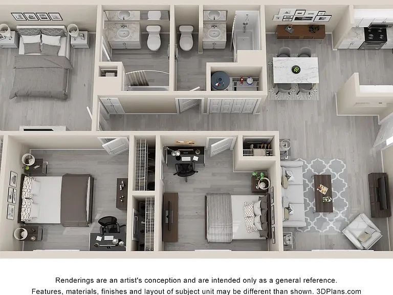 The Flagstaff floor plan offers three bedrooms and two baths.