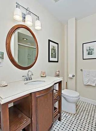 Newer bath, tile floor