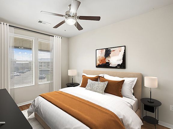 Bedroom with hard surface flooring