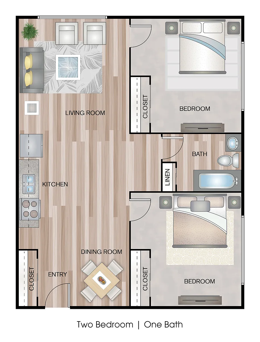 Floor plan Two Bed One Bath