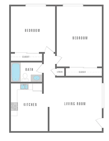 Floor plan 2 Bedroom 1 Bath