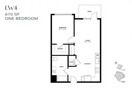 Floor plan One Bedroom Live Work LW4