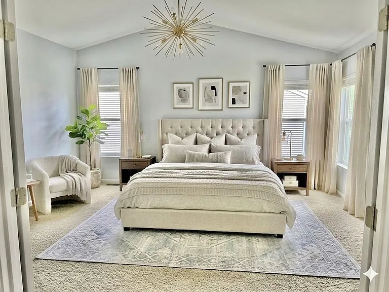 Master Bedroom view from Master Bathroom-Virtually Staged