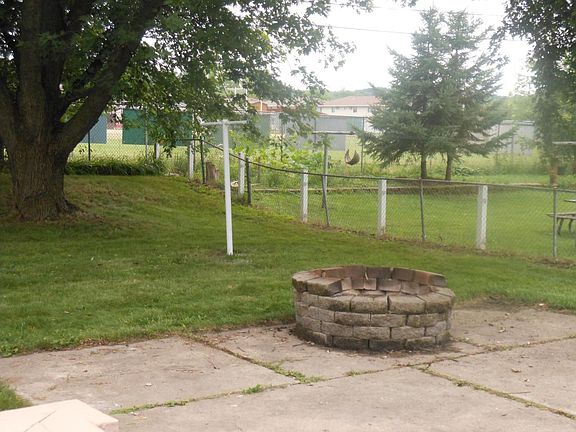 Fire pit in backyard