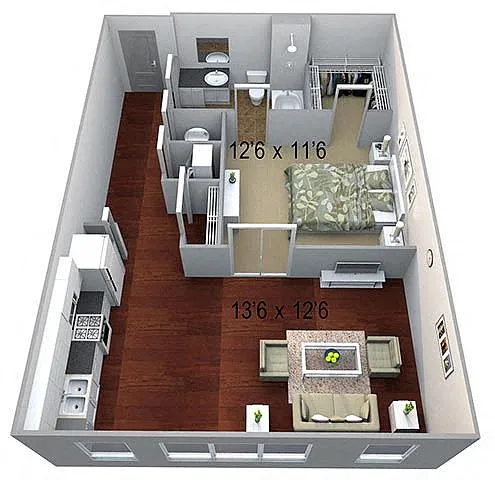 Floor plan A6 1 Bed/1 Bath