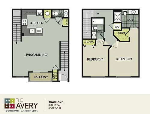 Floor plan 2 bedroom townhome