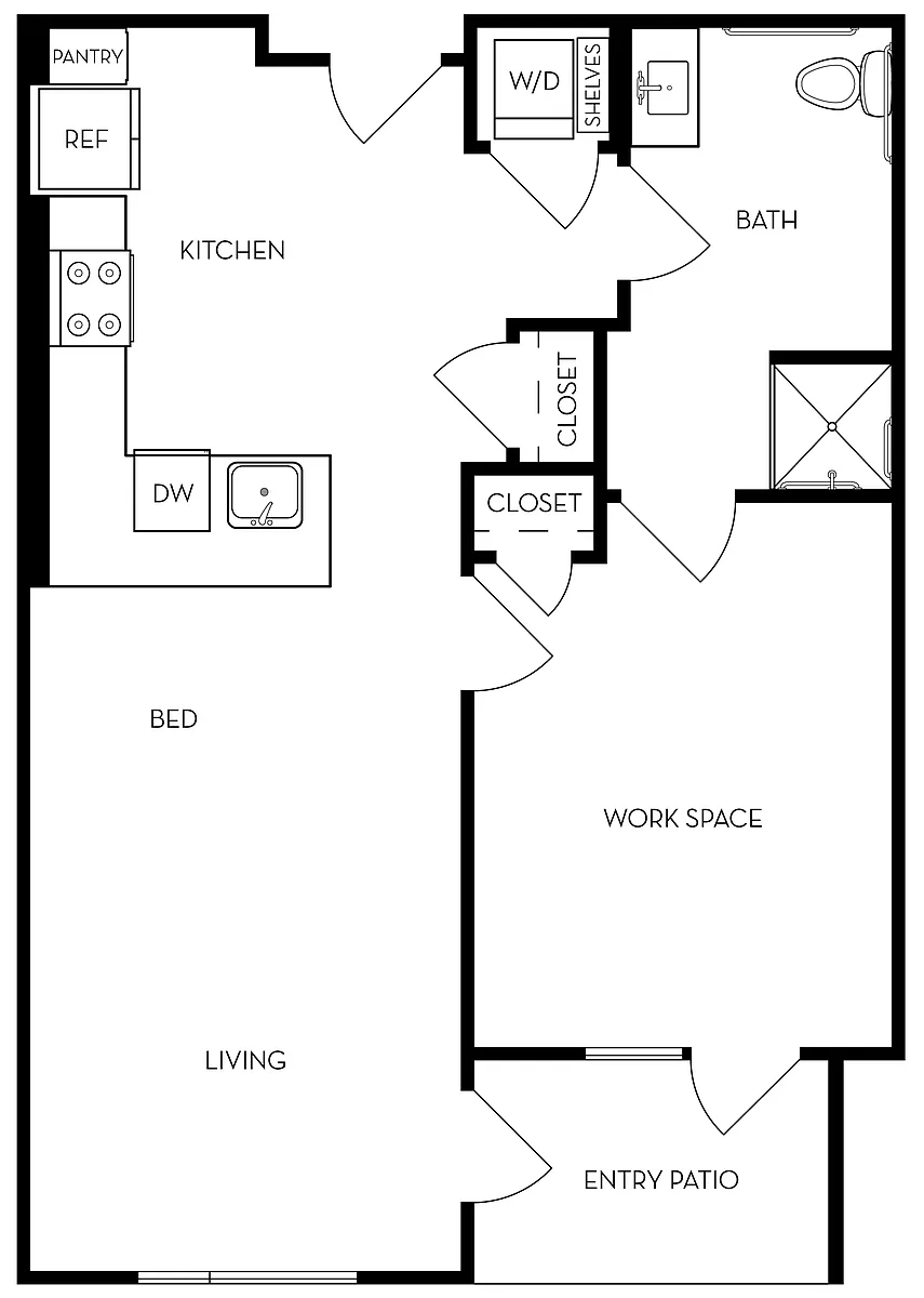 Floor plan 1x1 Live Work 3