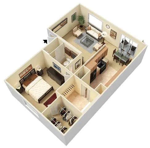 Floor plan 1 Bedroom, 1 Bathroom