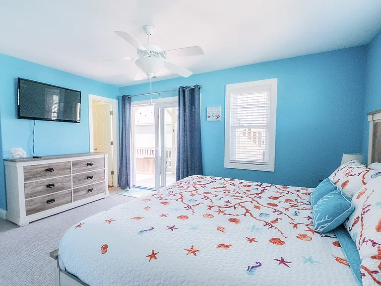 king room, private bathroom and private balcony overlooking the sound. Includes TV