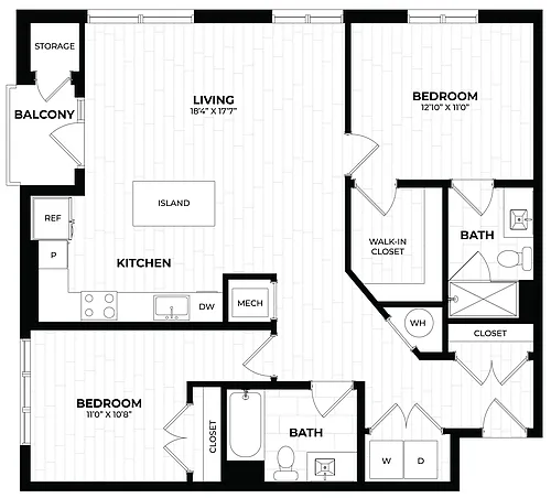 Floor plan 2 Bed/2 Bath-2.3
