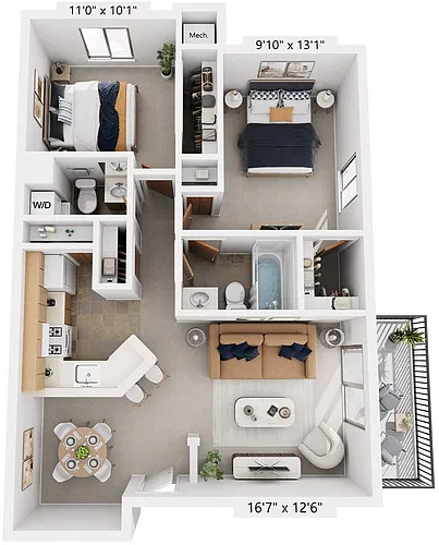 Floor plan Two Bedroom Madrid