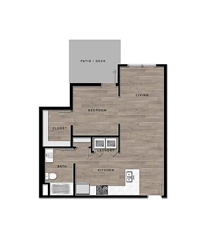 Floor plan Fig Open 1-Bedroom