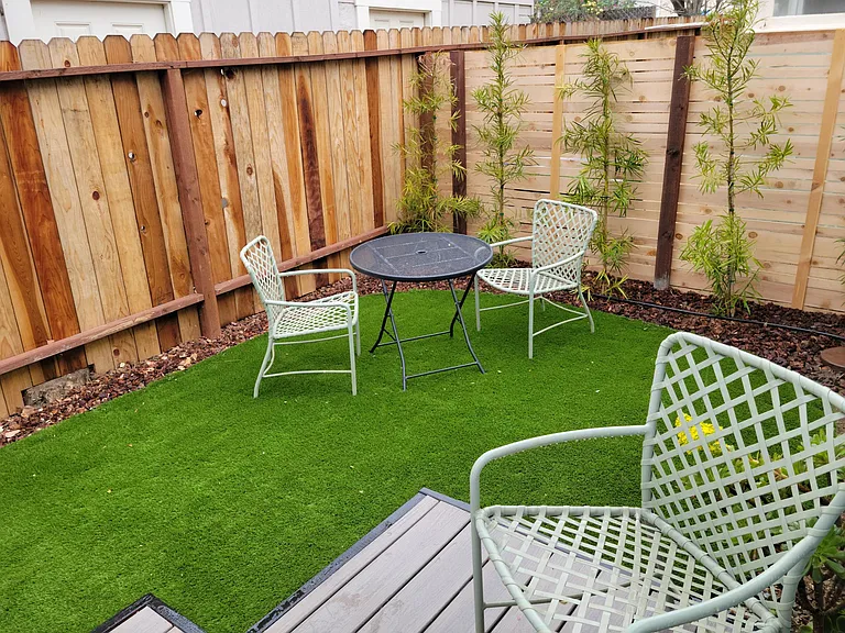 Backyard dining area