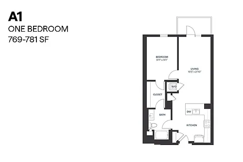 Floor plan One Bedroom A1