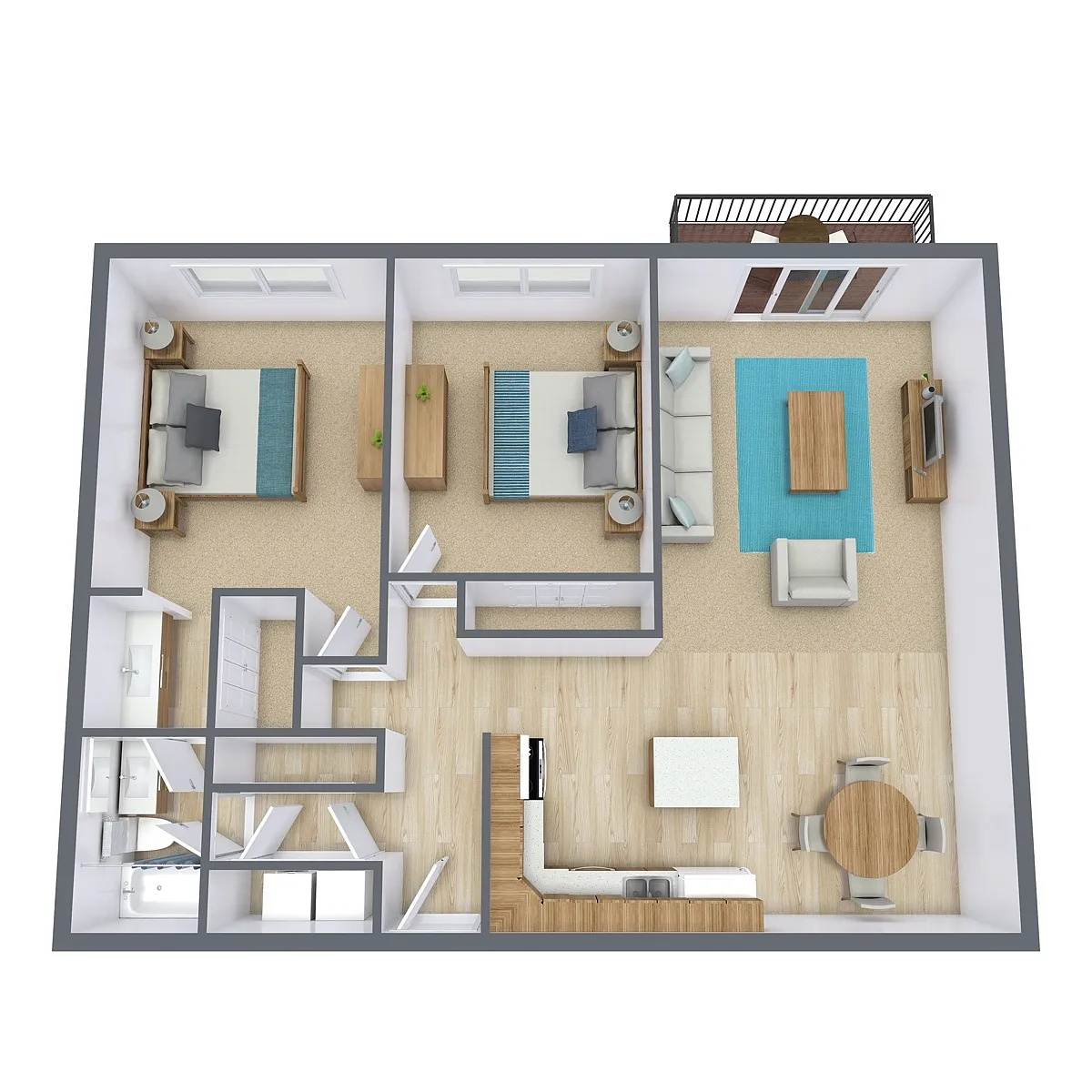 Floor plan Two Bedroom 21C
