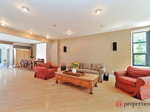Light filled living room and dining room