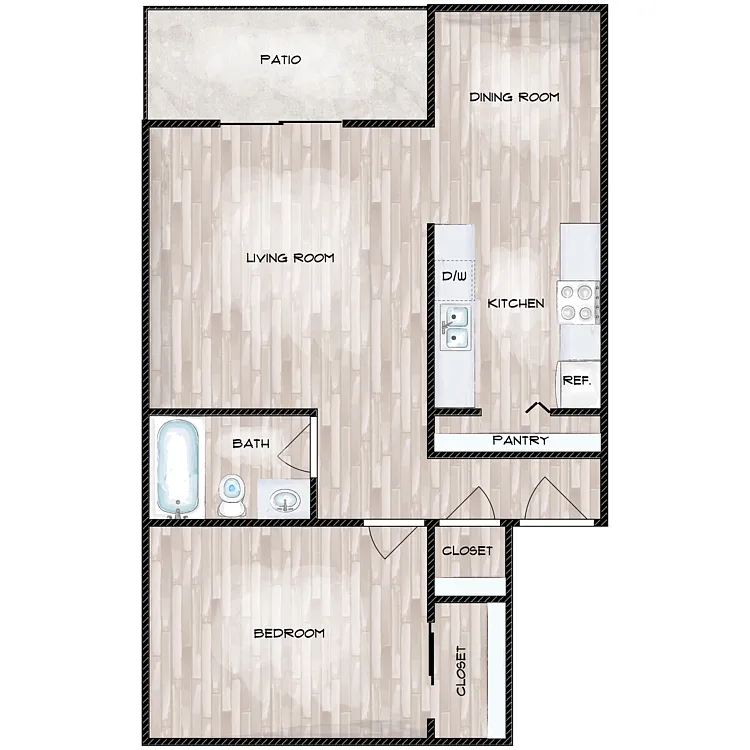 Floor plan One Bedroom One Bath