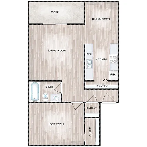 Floor plan One Bedroom One Bath