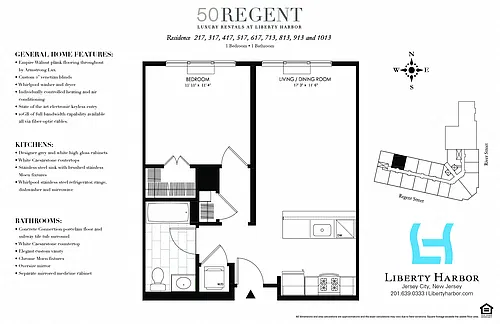 Floor plan 50 REGENT-1 BEDROOM PLAN N