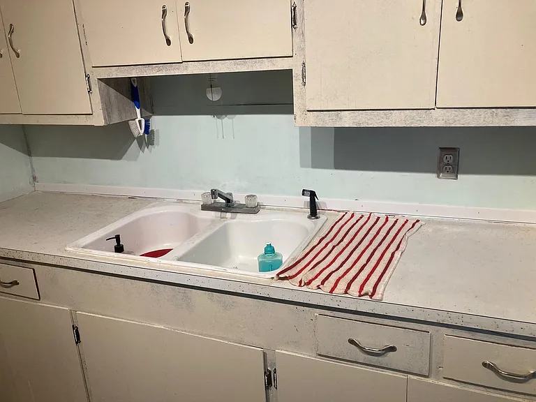 double sink and counters at kitchen