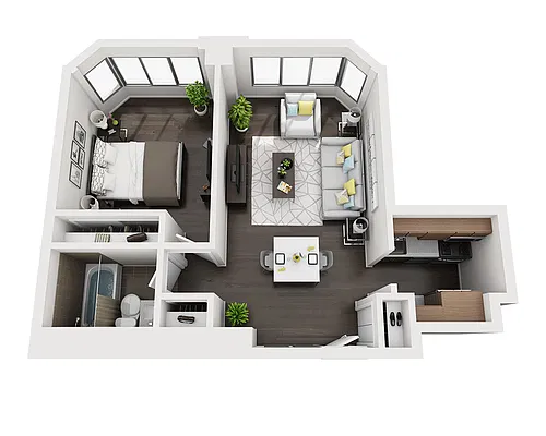 Floor plan One Bedroom A1C