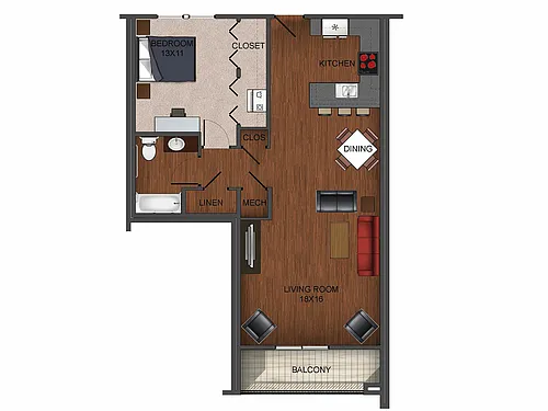 Floor plan 1 Bedroom
