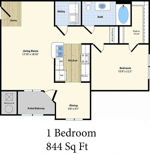 Floor plan One Bedroom B