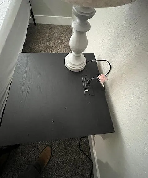 USB and plug in bedside table