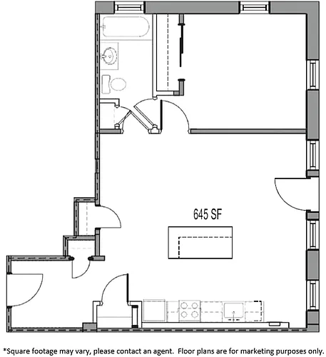 Floor plan 1 BED 1 BATH APT 10