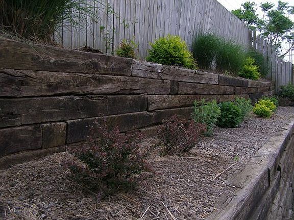 Unique Tiered Landscaping in Backyard