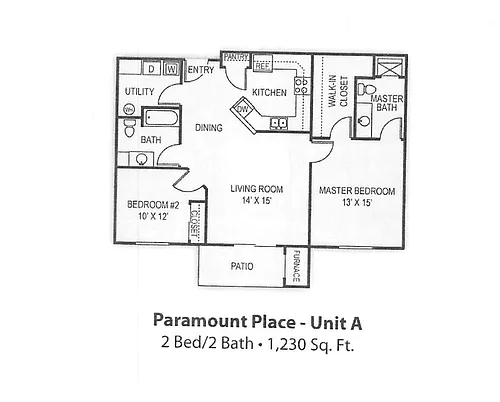 Floor plan 2 Bed - 2 Bath