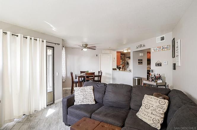 Living room looking toward kitchen