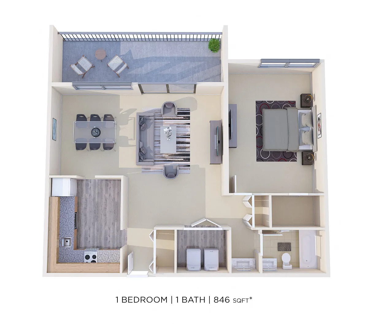 Floor plan One Bedroom - 846 sqft