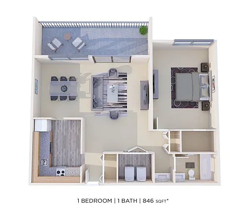 Floor plan One Bedroom - 846 sqft