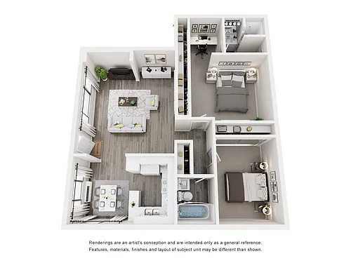 Floor plan 2BD, 2BTH B