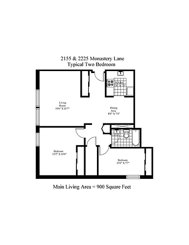 Floor plan 2 Bedrooms 2 Bed 1 Bath 3