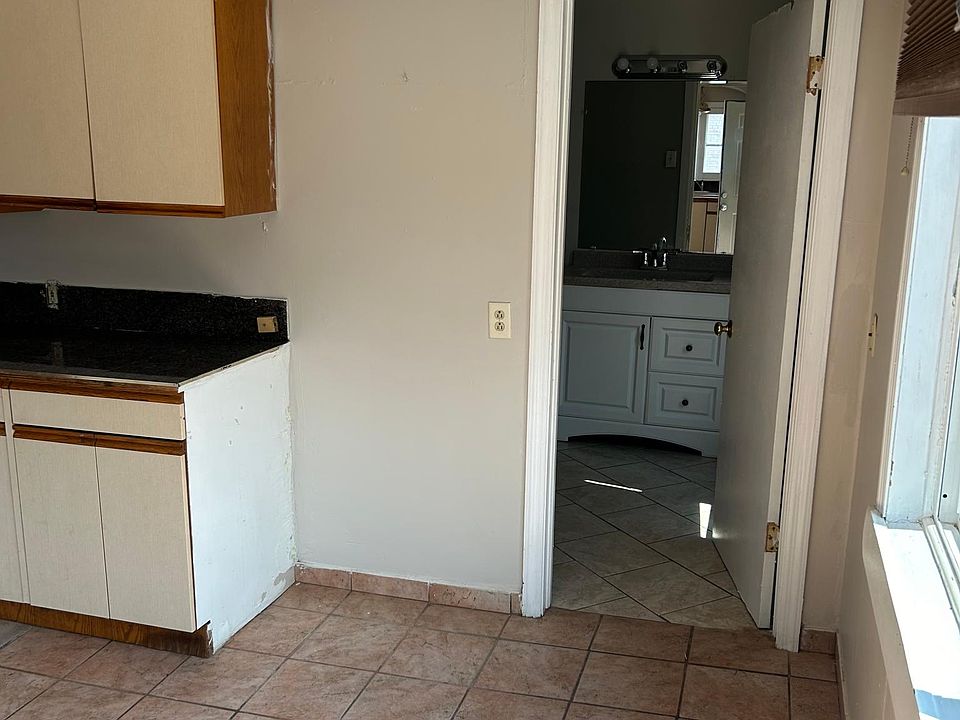 Kitchen facing bathroom