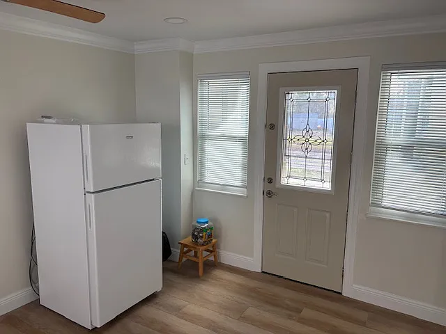 Kitchen with view of front door