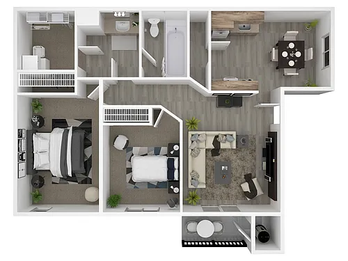 Floor plan Two Bedroom One Bath