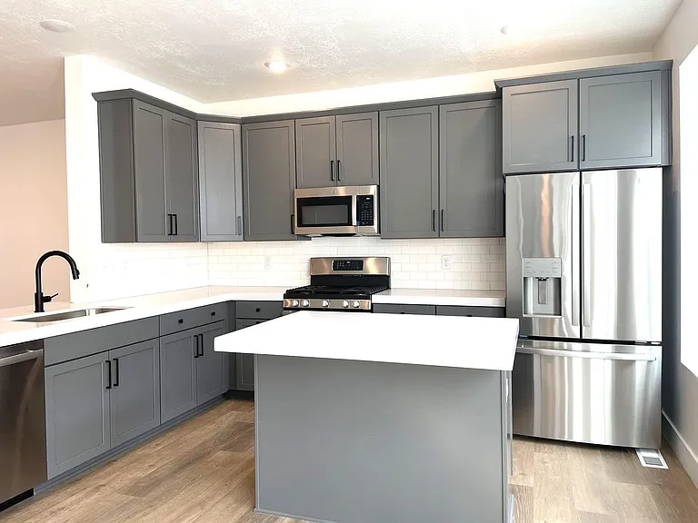 Kitchen, island, stainless appliances