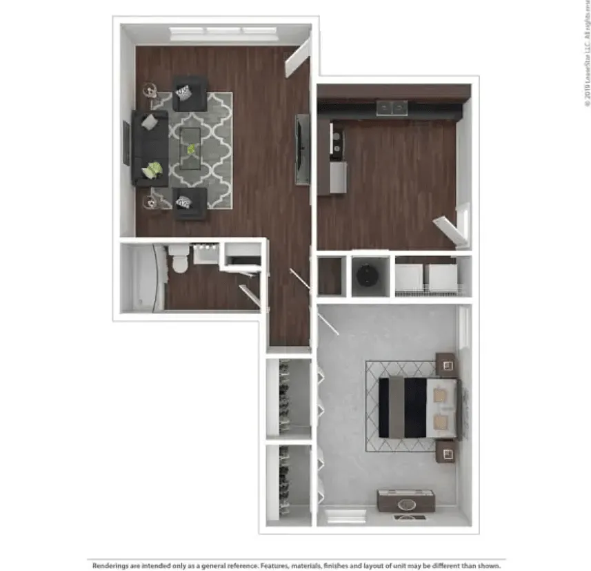 Floor plan 1 Bed, 1 Bath