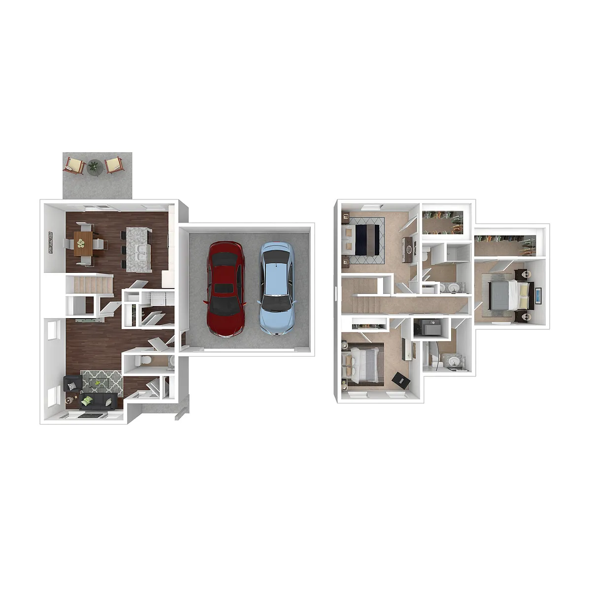 Floor plan 3 Bed/2.5 Bath Townhome with Kitchen Island